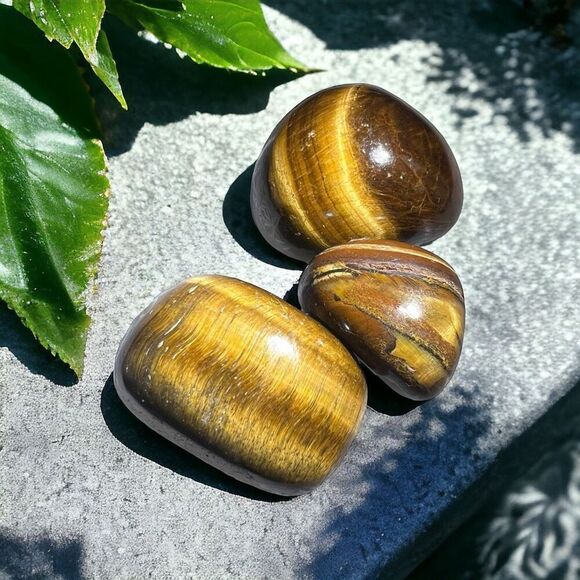 Tiger Eye Crystals Tumbled Stones Set of Three‎ (#1) - Picture 1 of 14